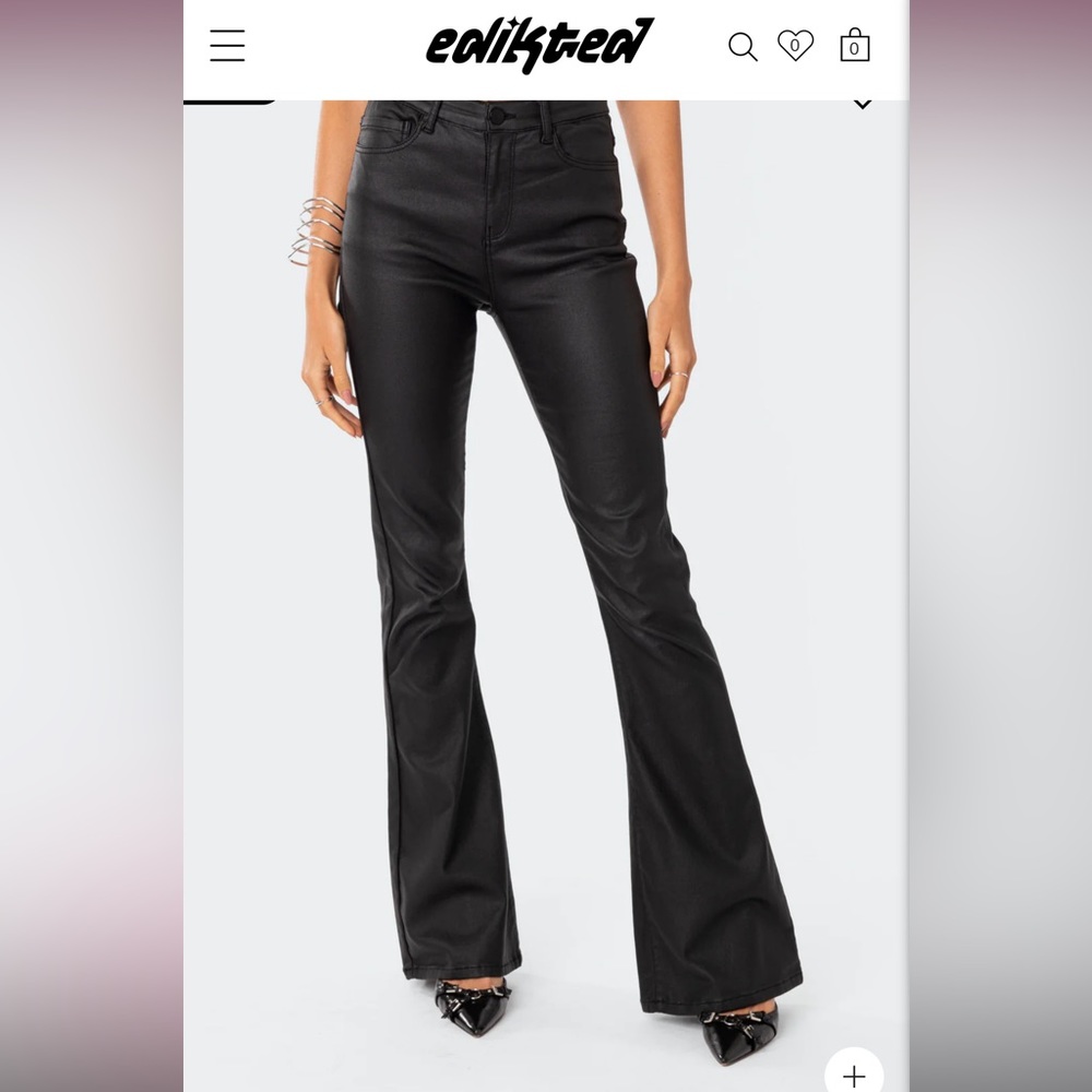Faux Leather Flare Jeans